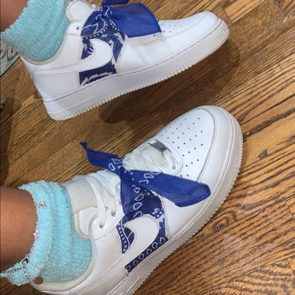 blue bandana nike air force ones